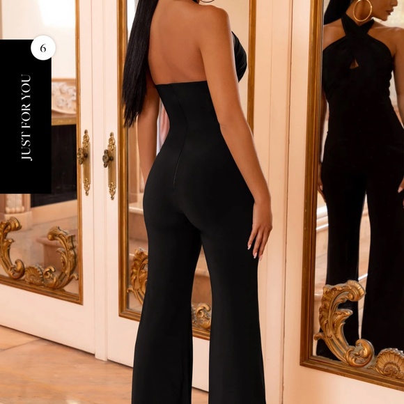 Club London Goddess black halter neck jump suit - Picture 3 of 4